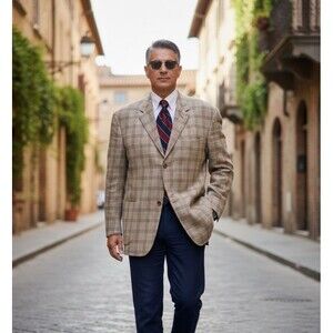 Vtg Vestimenta Italy Sport Coat 44R “Fatte A Mano” Handmade Wool Linen